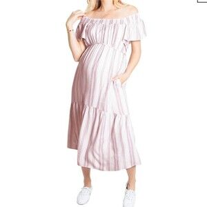 Ingrid & Isabel Maternity Ruffle Off Shoulder Maxi Dress from Bloomingdales